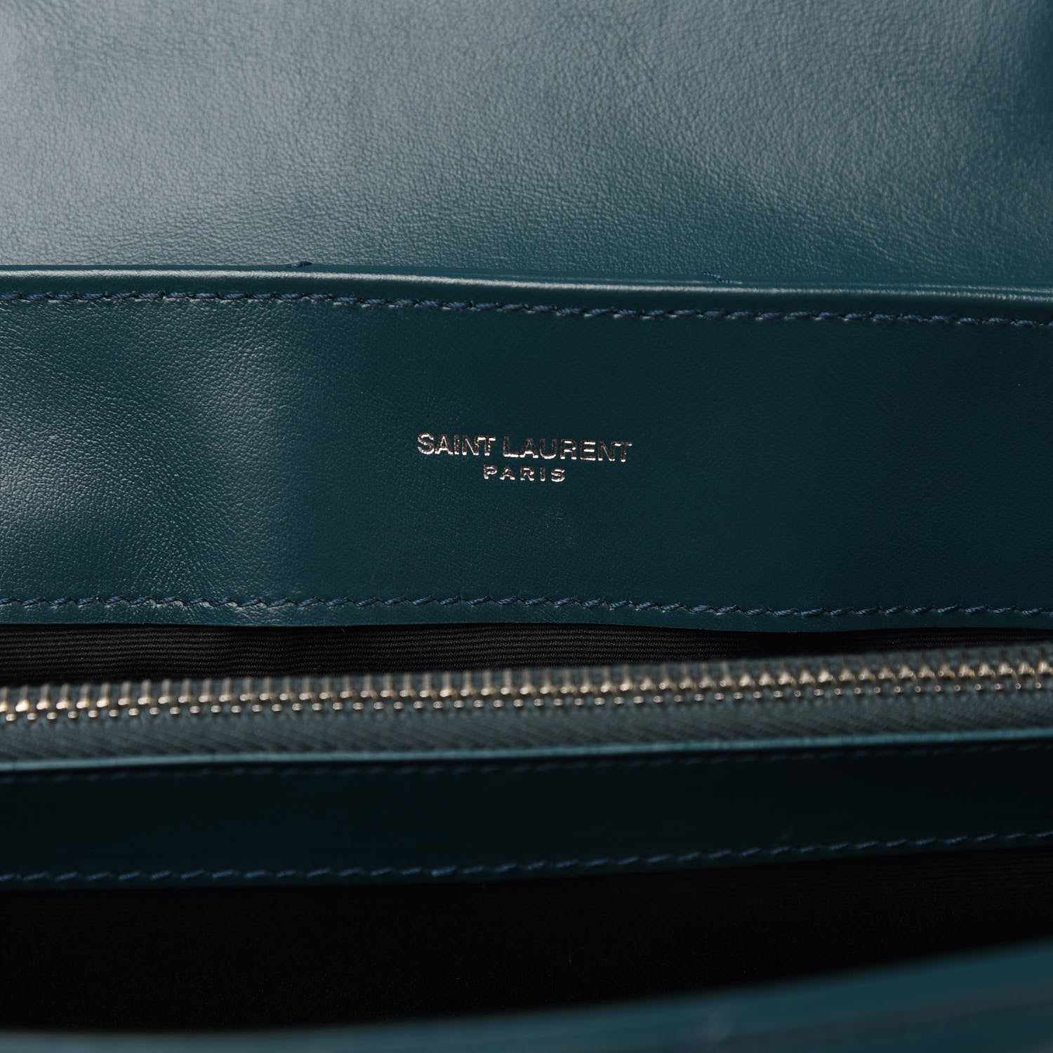 Saint Laurent Calfskin Y Quilted Monogram Medium Loulou Chain Satchel Dark Turquoise 6 of 10