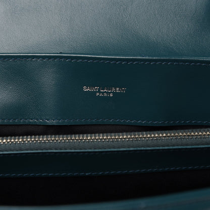 Saint Laurent Calfskin Y Quilted Monogram Medium Loulou Chain Satchel Dark Turquoise 6 of 10