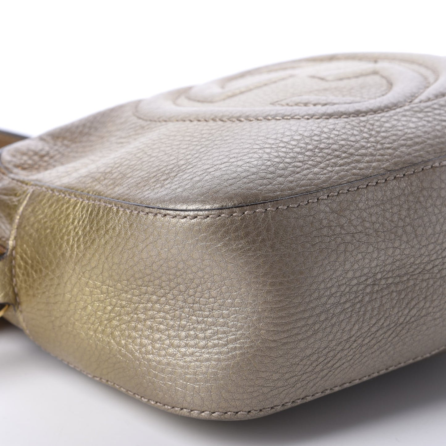 Metallic Pebbled Calfskin Small Soho Disco Bag Gold Ombre