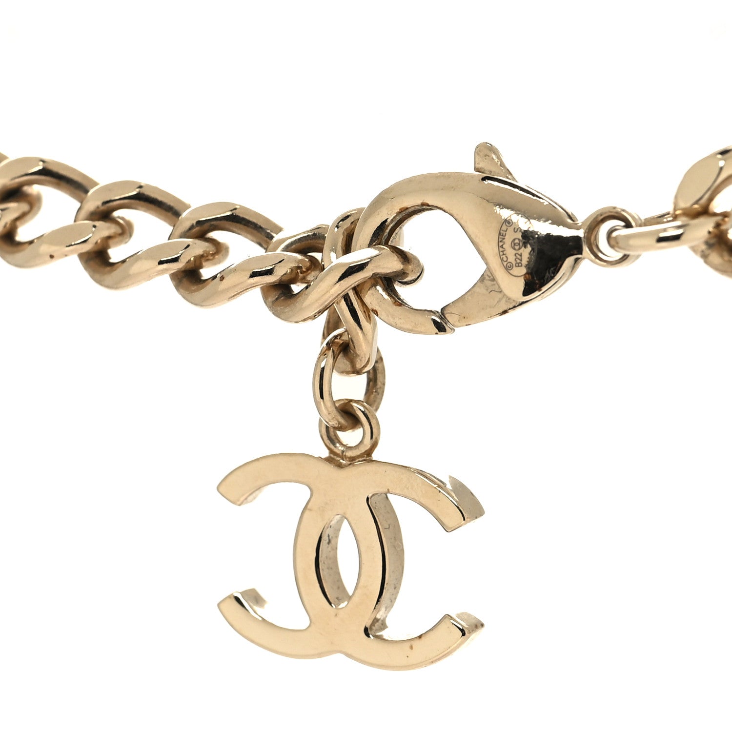 Chanel Enamel Metal Logo Choker Necklace Gold White Black 4 of 5