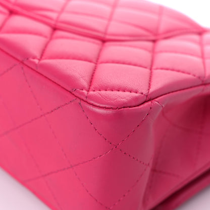 Chanel Lambskin Quilted Medium Double Flap Dark Pink 11 of 15