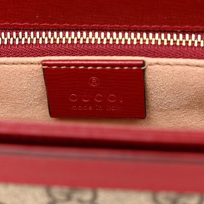 Gucci GG Supreme Monogram Azalea Calfskin Horsebit 1955 Shoulder Bag Beige Ebony New Cherry Red 6 of 10