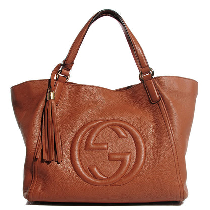 Gucci Pebbled Calfskin Medium Soho Shoulder Bag Moka 1 of 9