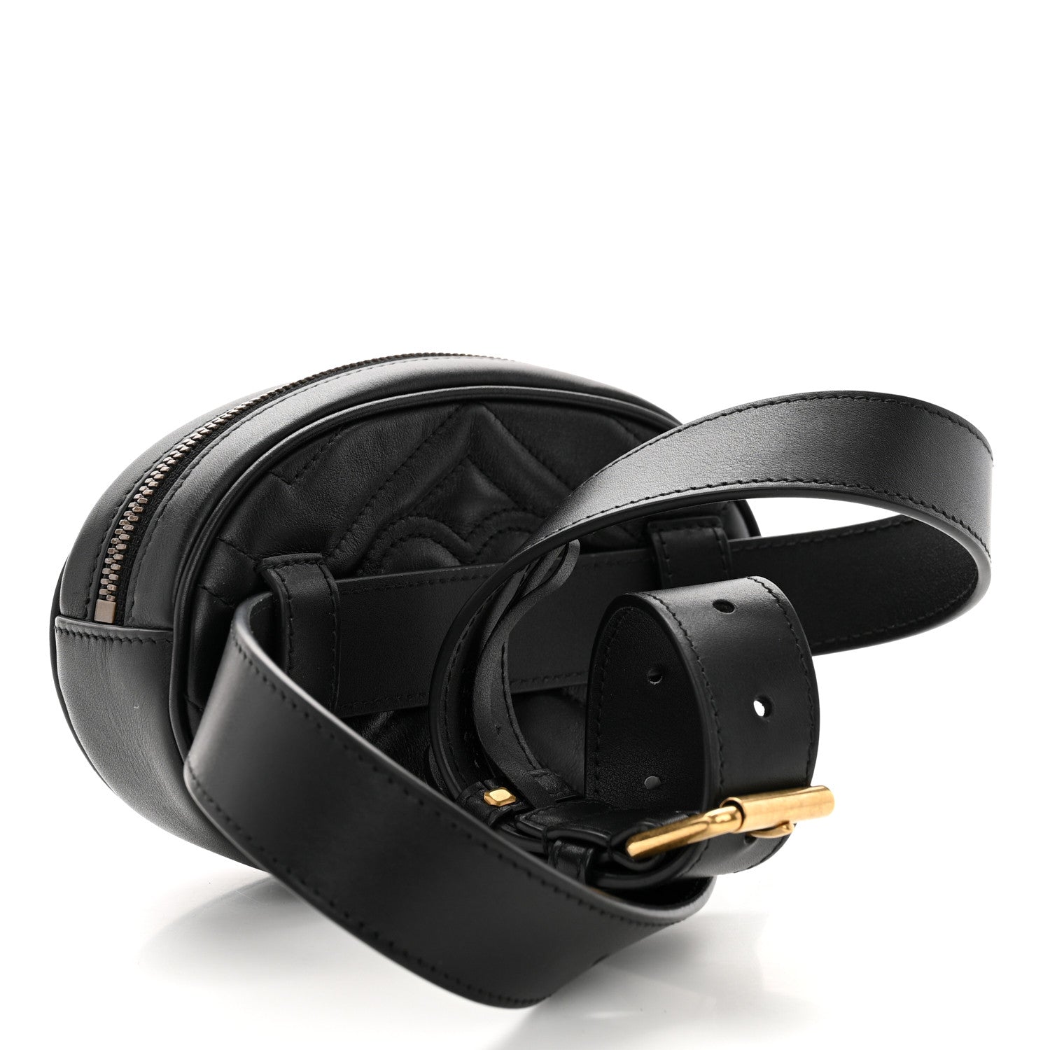 Gucci Calfskin Matelasse GG Marmont Belt Bag 75 30 Black 3 of 10