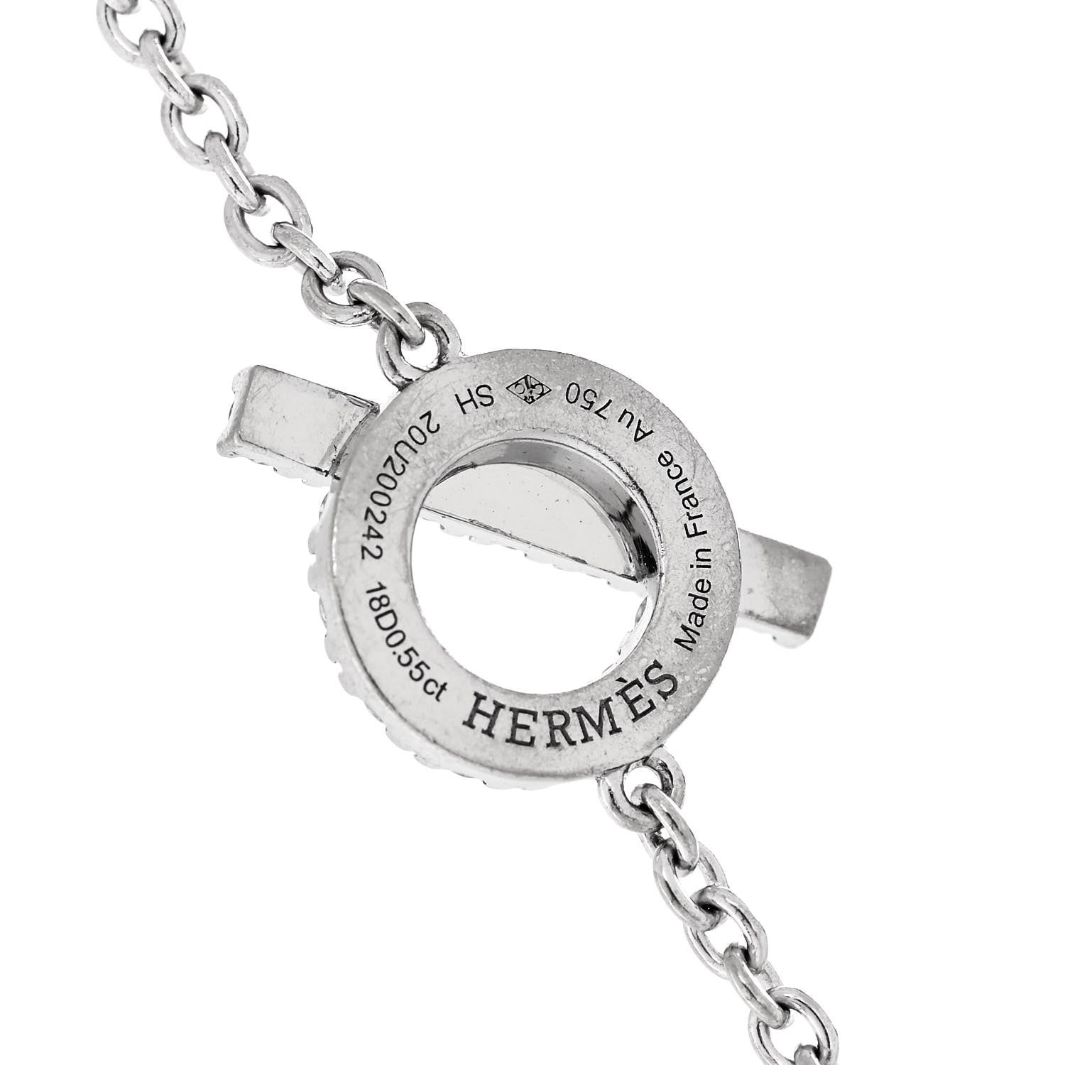Hermes 18K White Gold Diamond Finesse Bracelet XS 3 of 4