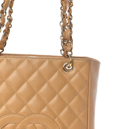 Chanel Caviar Quilted Petit Shopping Tote PST Dark Beige 11 of 16