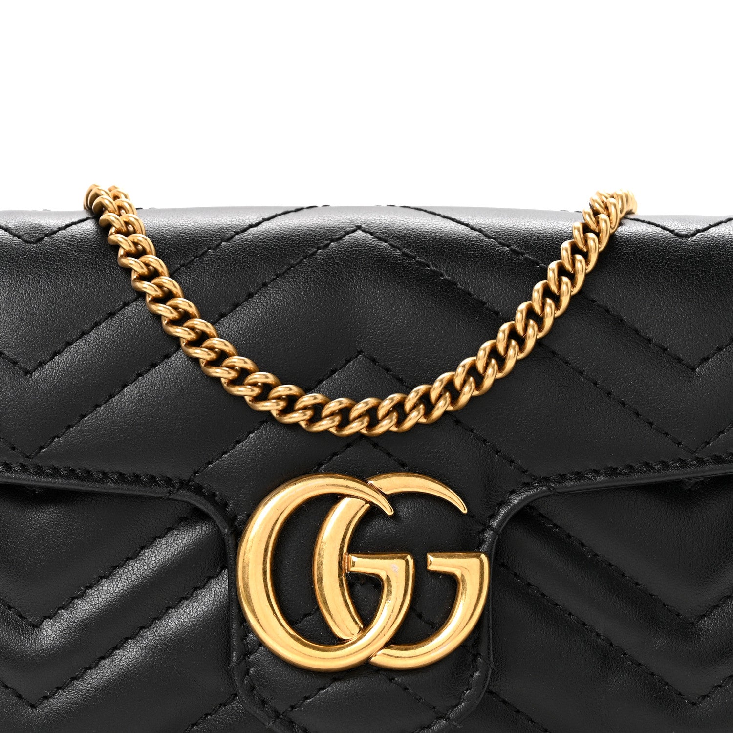 Gucci Calfskin Matelasse Super Mini GG Marmont Shoulder Bag Black 8 of 11