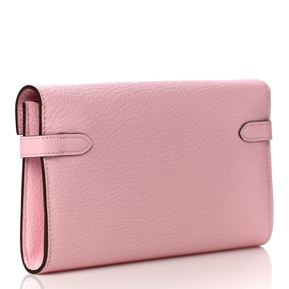 Hermes Chevre Mysore Kelly Longue Wallet Rose Sakura 3 of 12