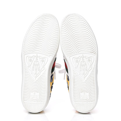Gucci Satin Web Mini GG Wallpaper Mens Ace Sneakers 7.5 Yellow Royal Blue 5 of 11