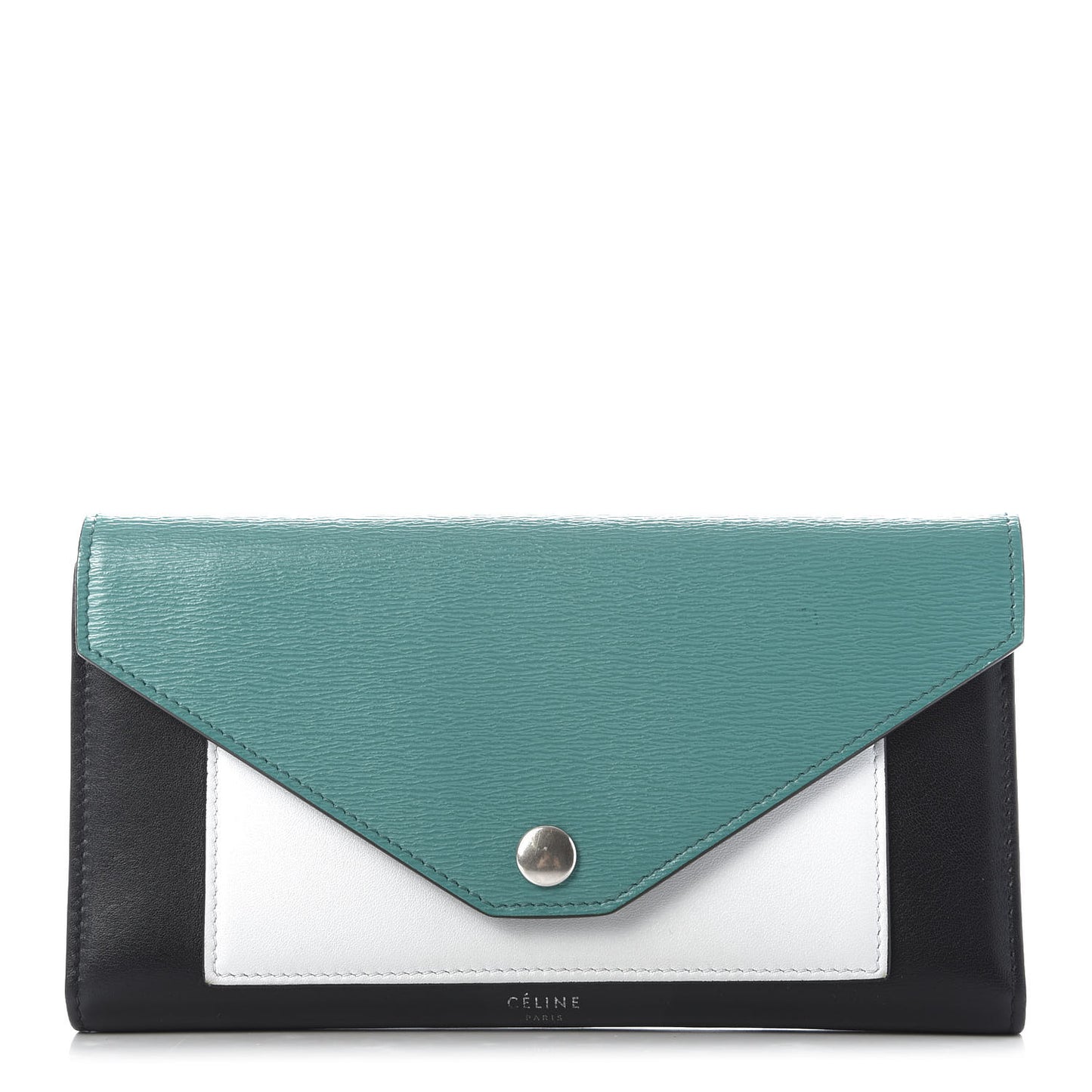 Smooth Calfskin Pocket Tri-Fold Multifunction Envelope Flap Wallet Cactus