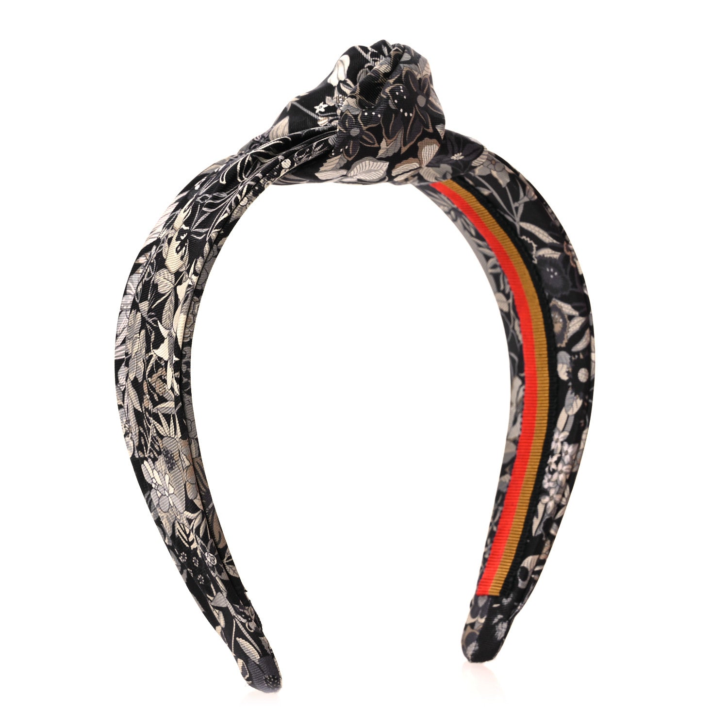 Hermes Silk Twill Planifleurs Knot Bloom Headband Black 3 of 7