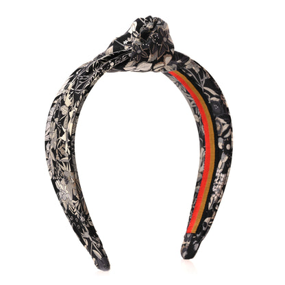Hermes Silk Twill Planifleurs Knot Bloom Headband Black 3 of 7