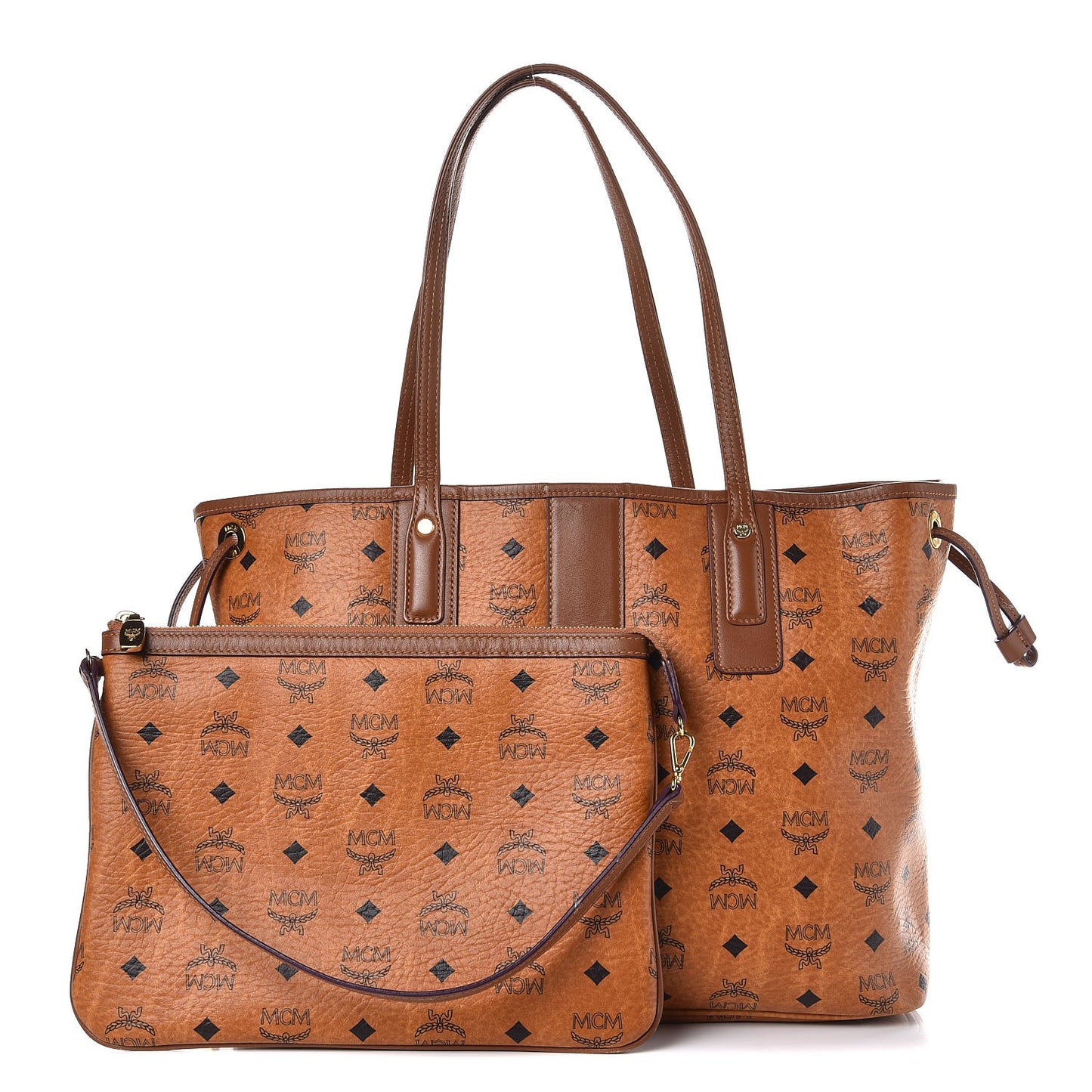 Visetos Medium Liz Reversible Shopper Tote Cognac