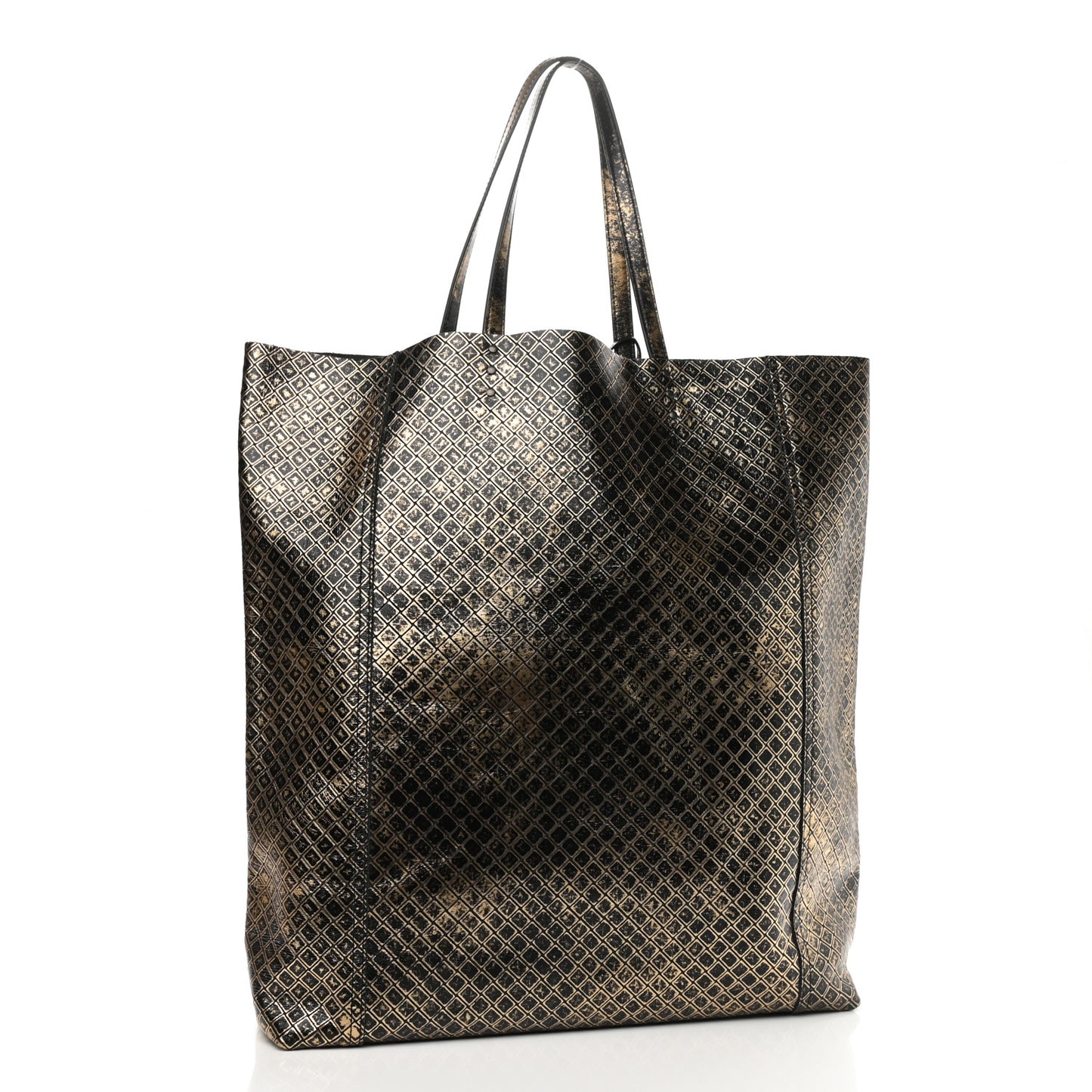 Calfskin Intrecciomirage Antique Tote Black Gold