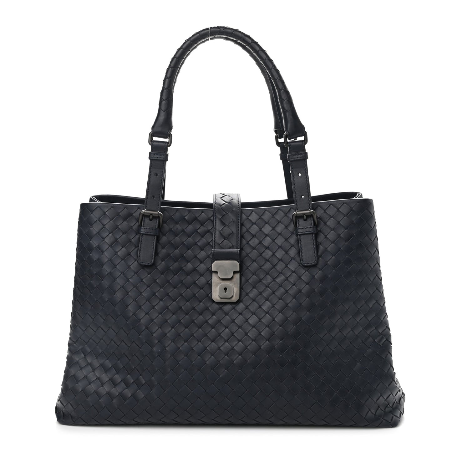 Nappa Intrecciato Medium Roma Tote Dark Blue