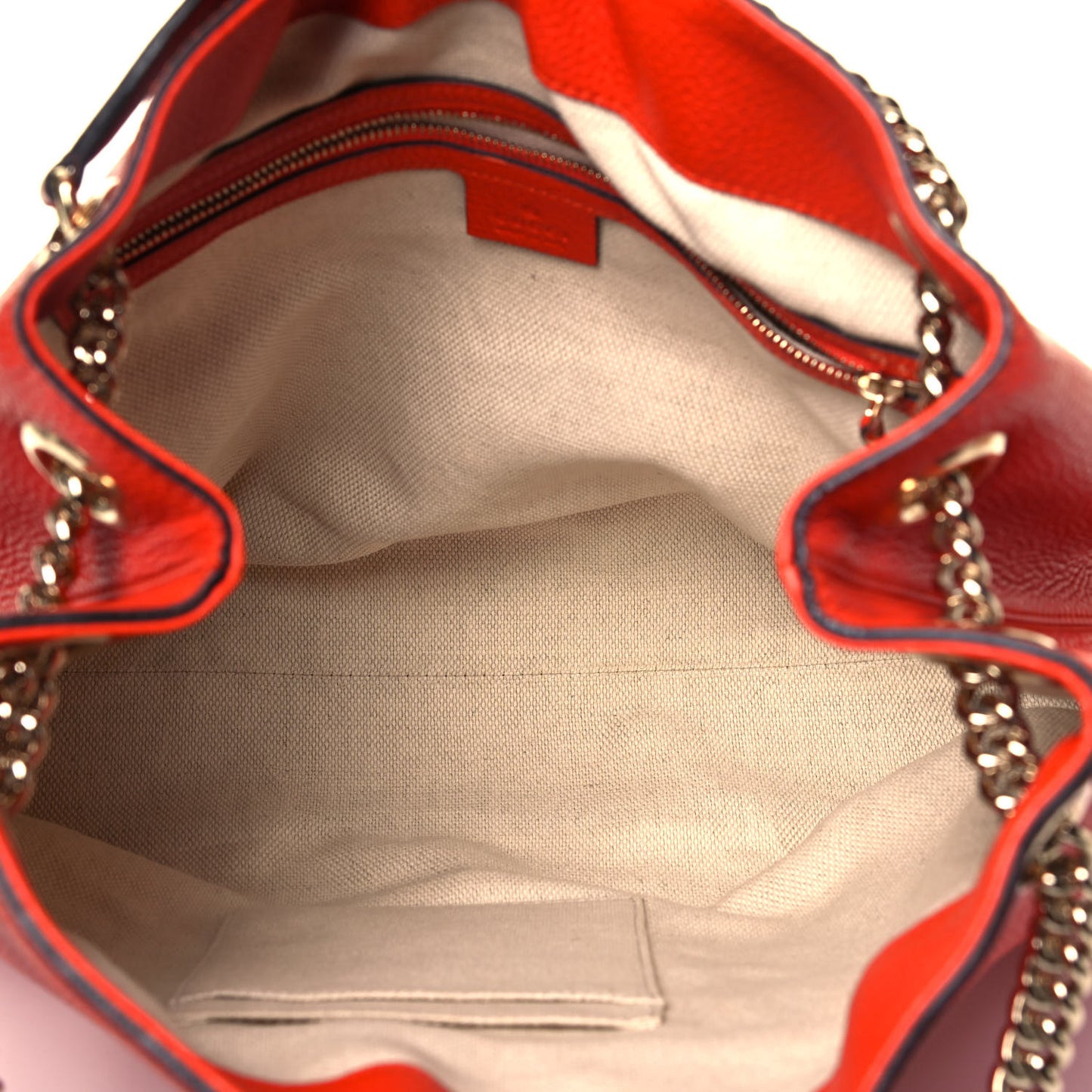 Pebbled Calfskin Medium Soho Chain Shoulder Bag Sun Orange