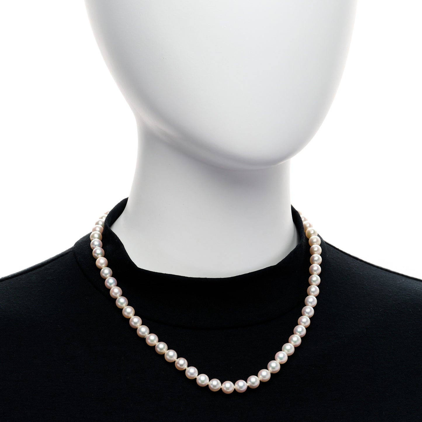 18K Yellow Gold Akoya Cultured Pearl 7-7.5mm Strand Necklace
