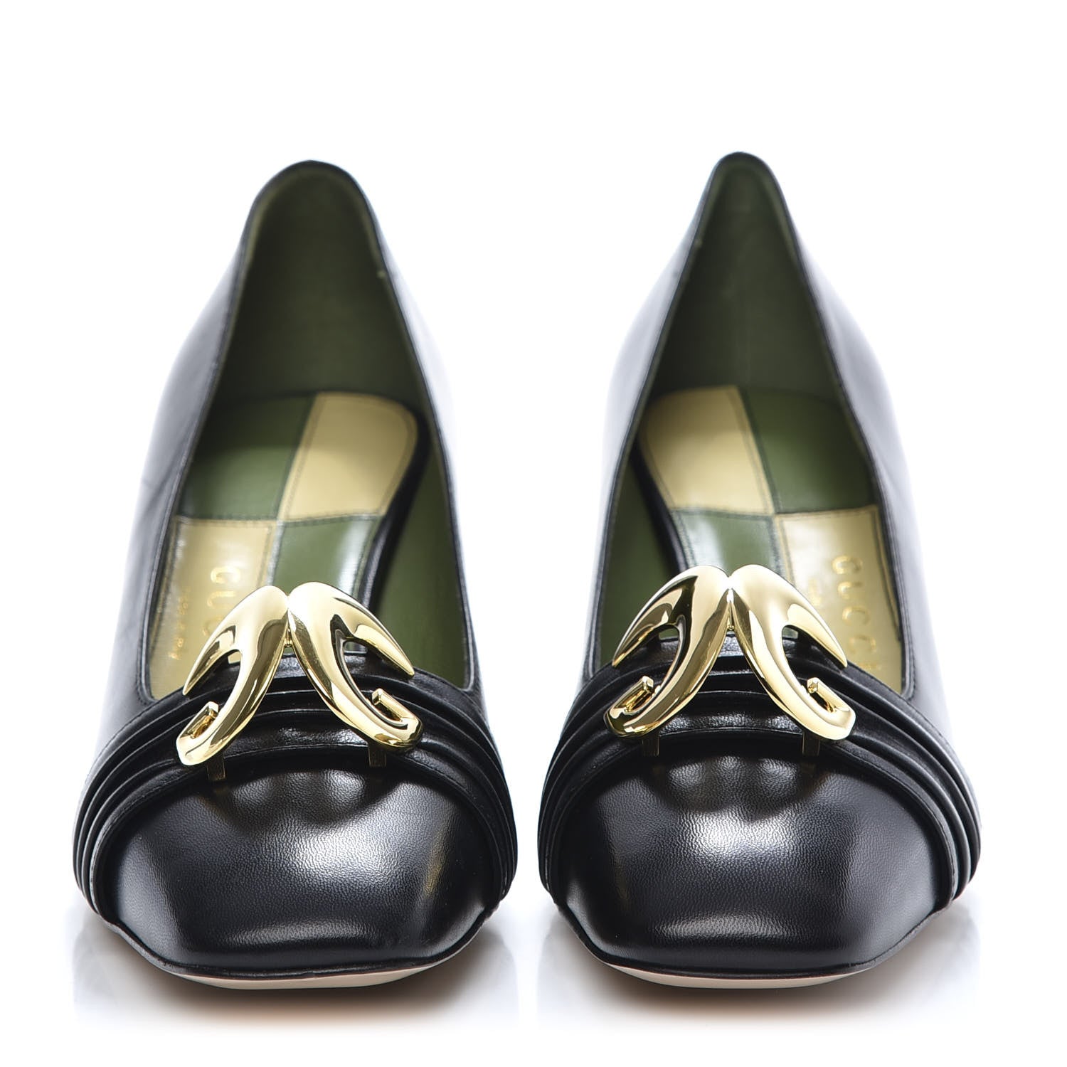 Gucci Malaga Kid Half Moon GG Square Toe Pumps 35 Black 2 of 9