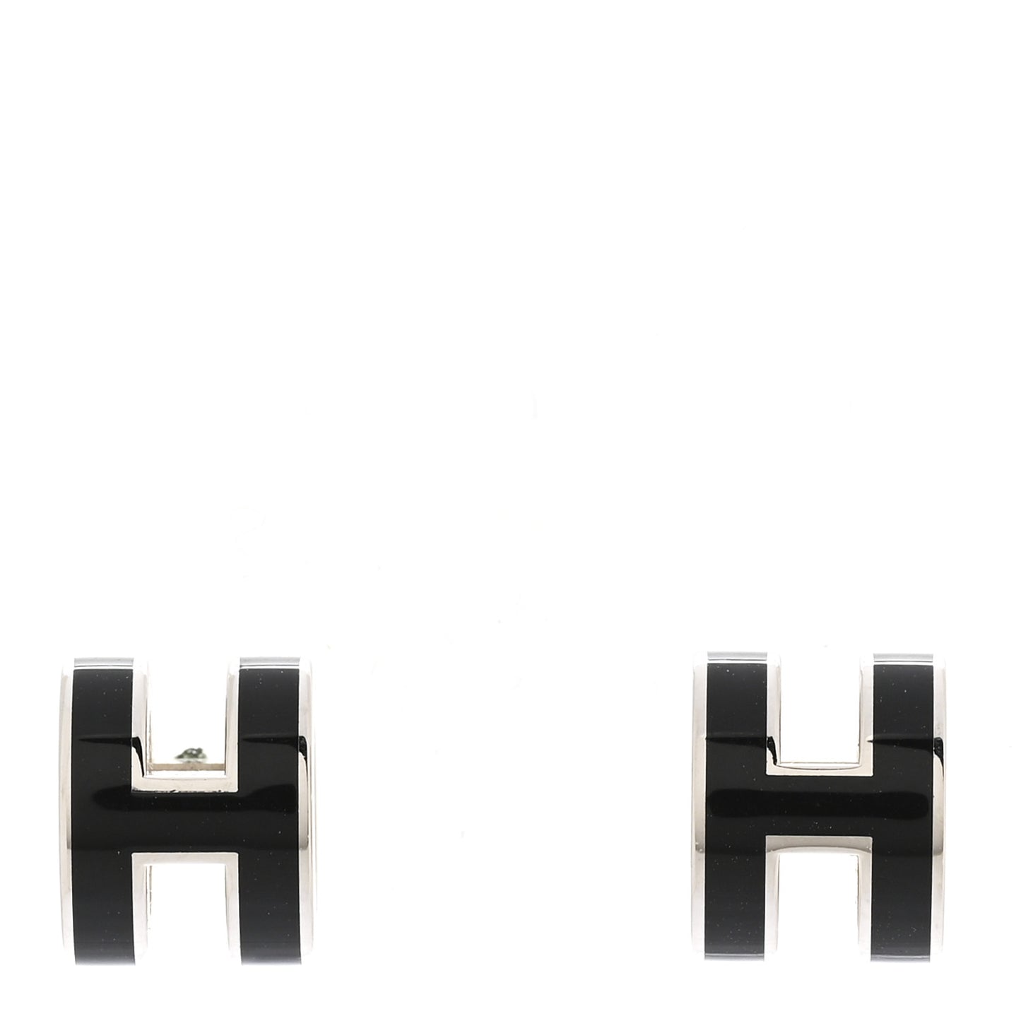Palladium Lacquered Mini Pop H Earrings Black