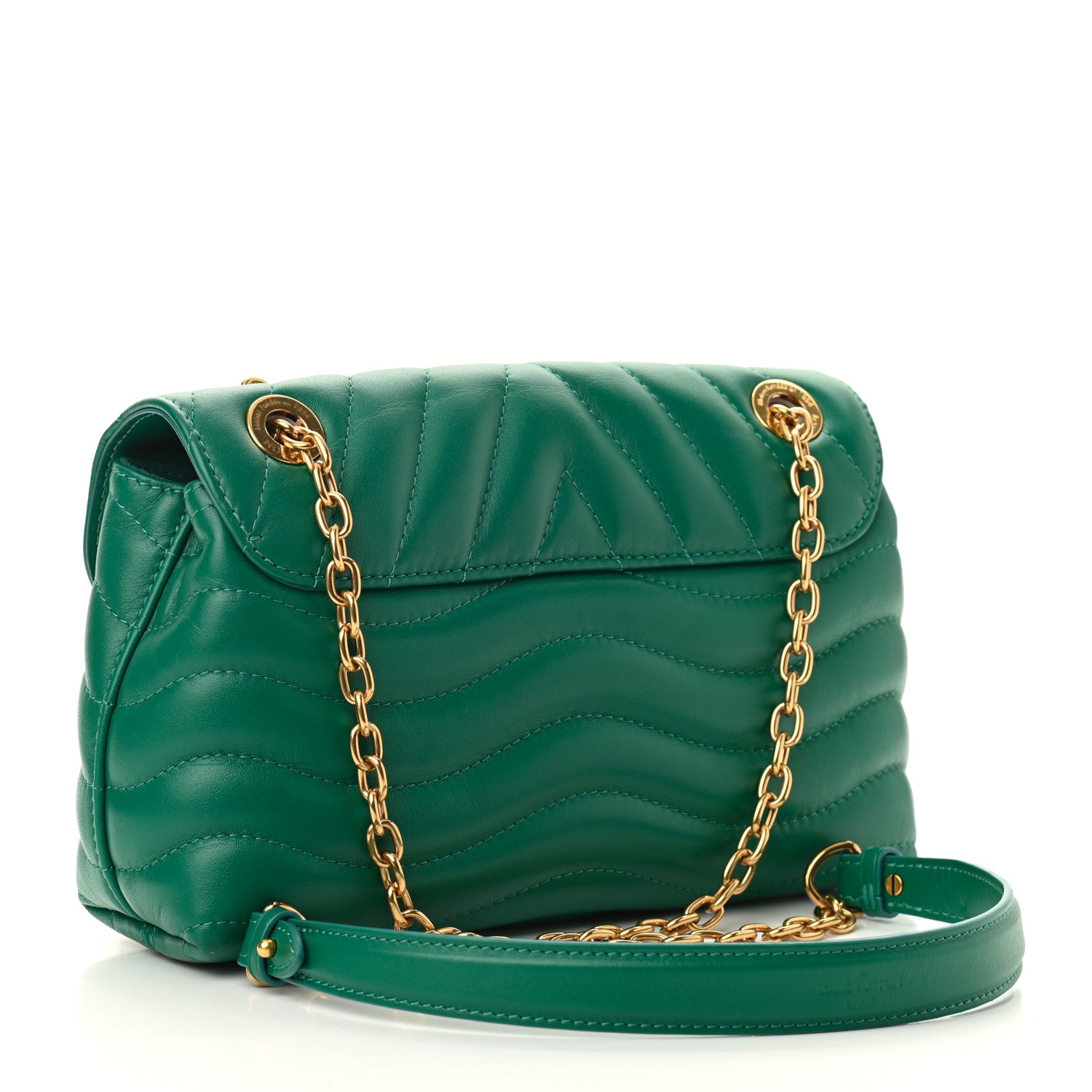 Louis Vuitton Calfskin New Wave Chain Bag MM NM Emerald 3 of 9