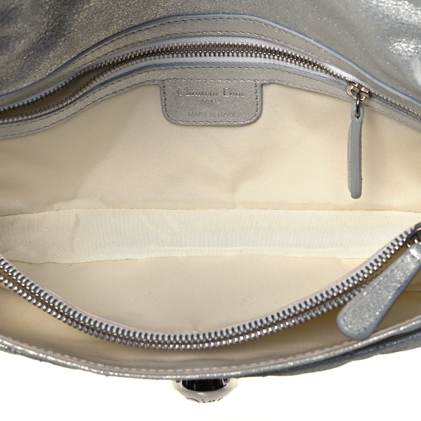 Metallic Lambskin Cannage Small Rendezvous Flap Silver