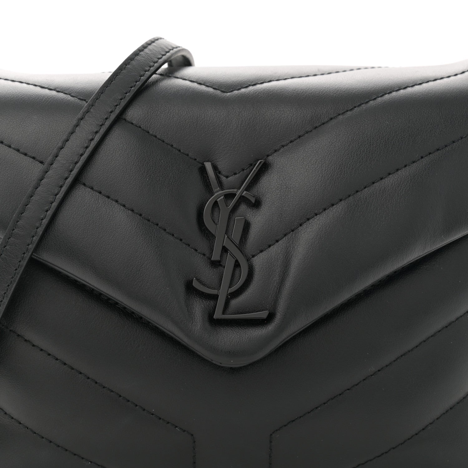 Saint Laurent Calfskin Y Quilted Monogram Toy Loulou Crossbody Bag Black 8 of 10