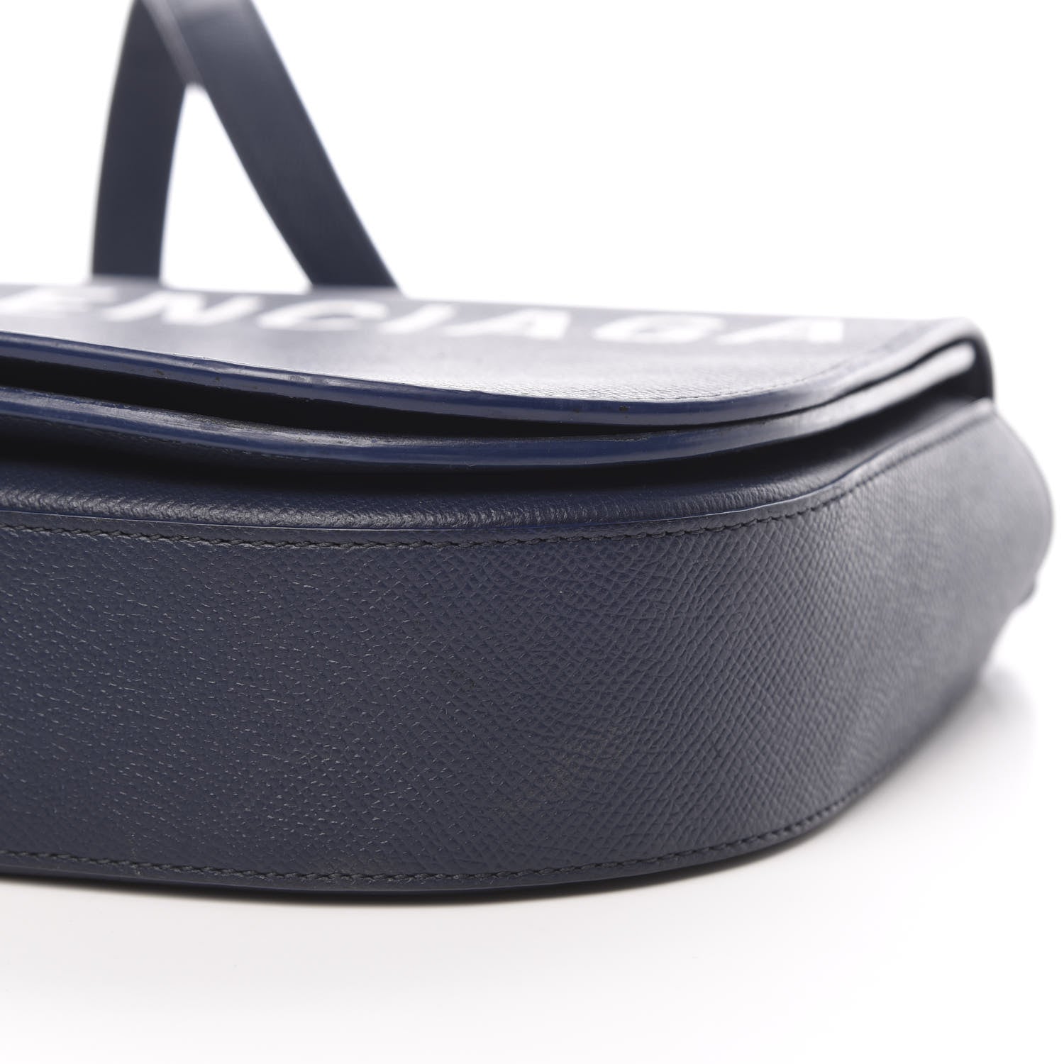 Balenciaga Grained Calfskin Logo Print S Ville Day Bag Bleu Canopee 10 of 16