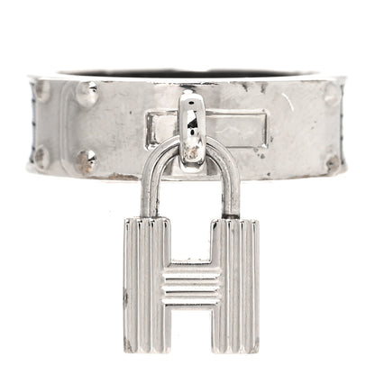Hermes Lizard Kelly Cadena Scarf Ring Silver 1 of 6
