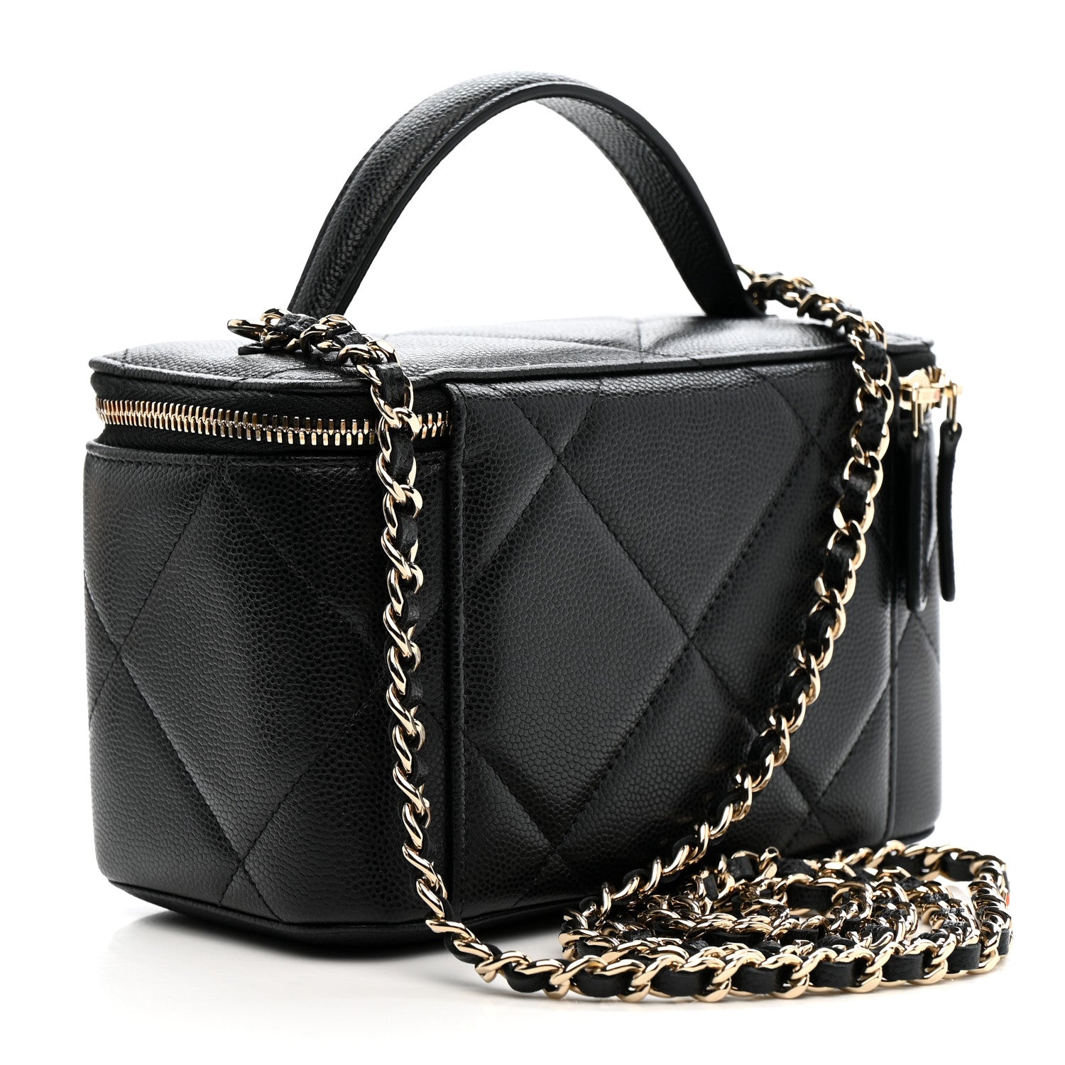 Chanel Caviar Quilted Top Handle Long Vanity Black 3 of 12