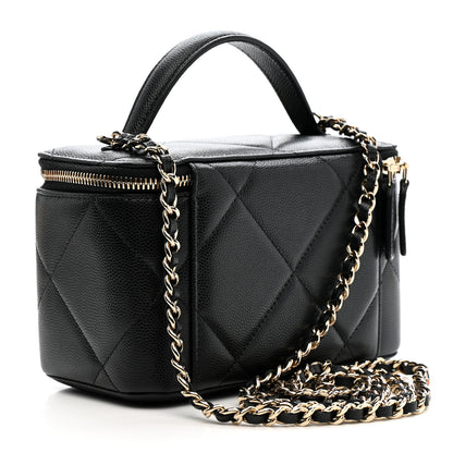 Chanel Caviar Quilted Top Handle Long Vanity Black 3 of 12