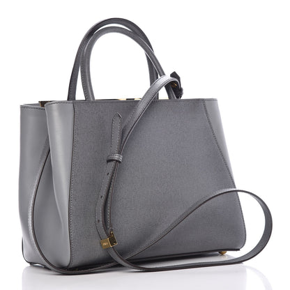Fendi Vitello Elite Petite 2Jours Tote Grigio Grigio Chiaro 4 of 9