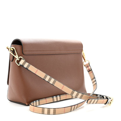 Burberry Calfskin Vintage Check Note Crossbody Bag Tan 3 of 13