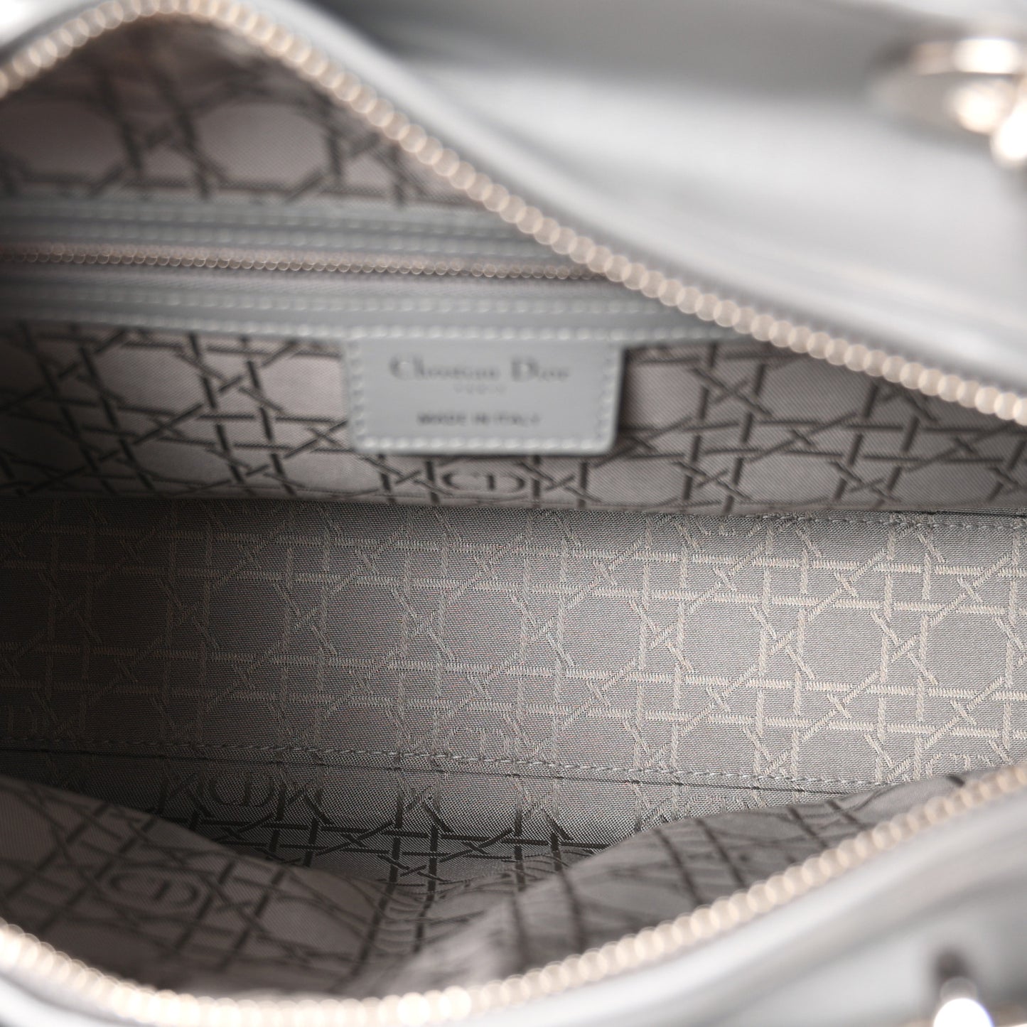 Lambskin Cannage Large Lady Dior Light Grey