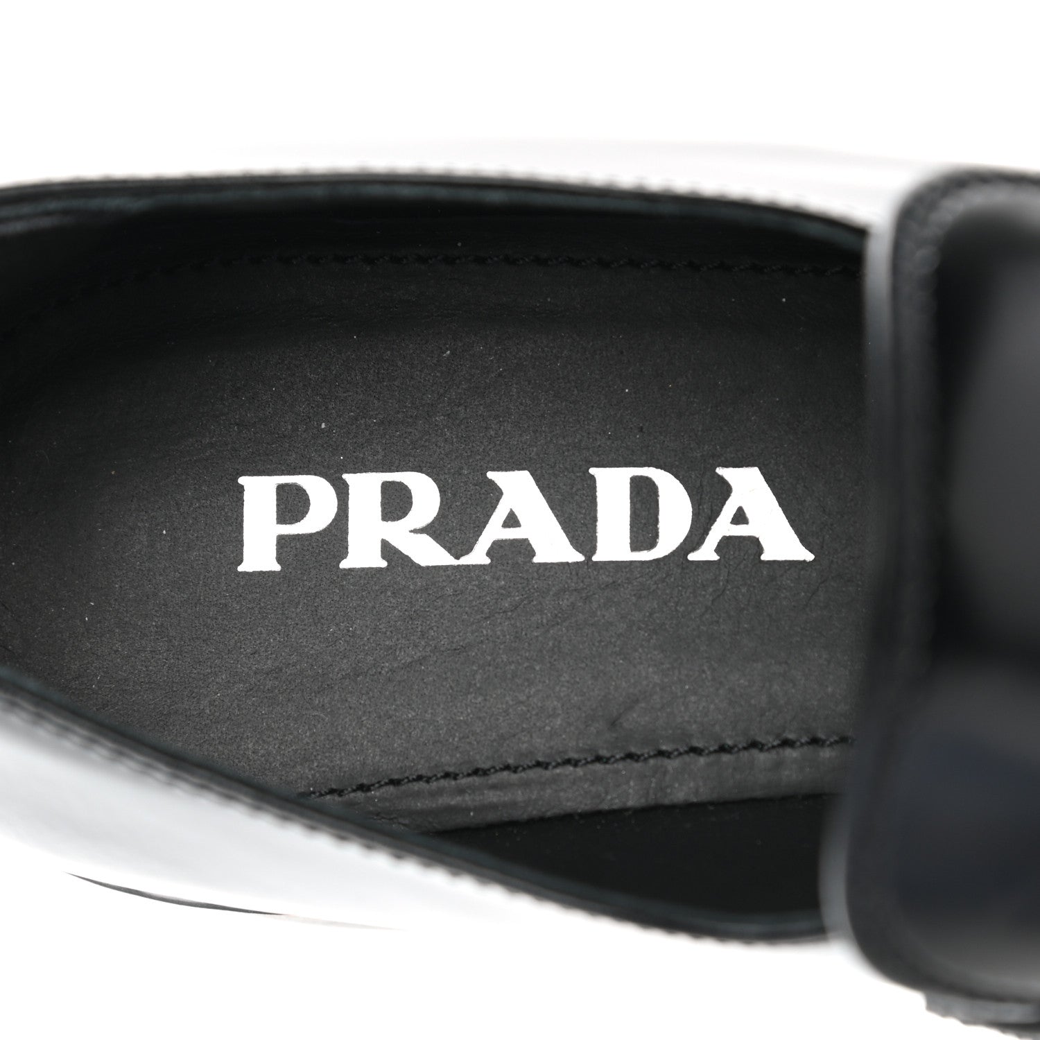Prada Spazzolato Metal Triangle Logo 50mm Loafers 39 Black 7 of 8