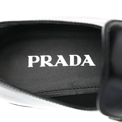 Prada Spazzolato Metal Triangle Logo 50mm Loafers 39 Black 7 of 8