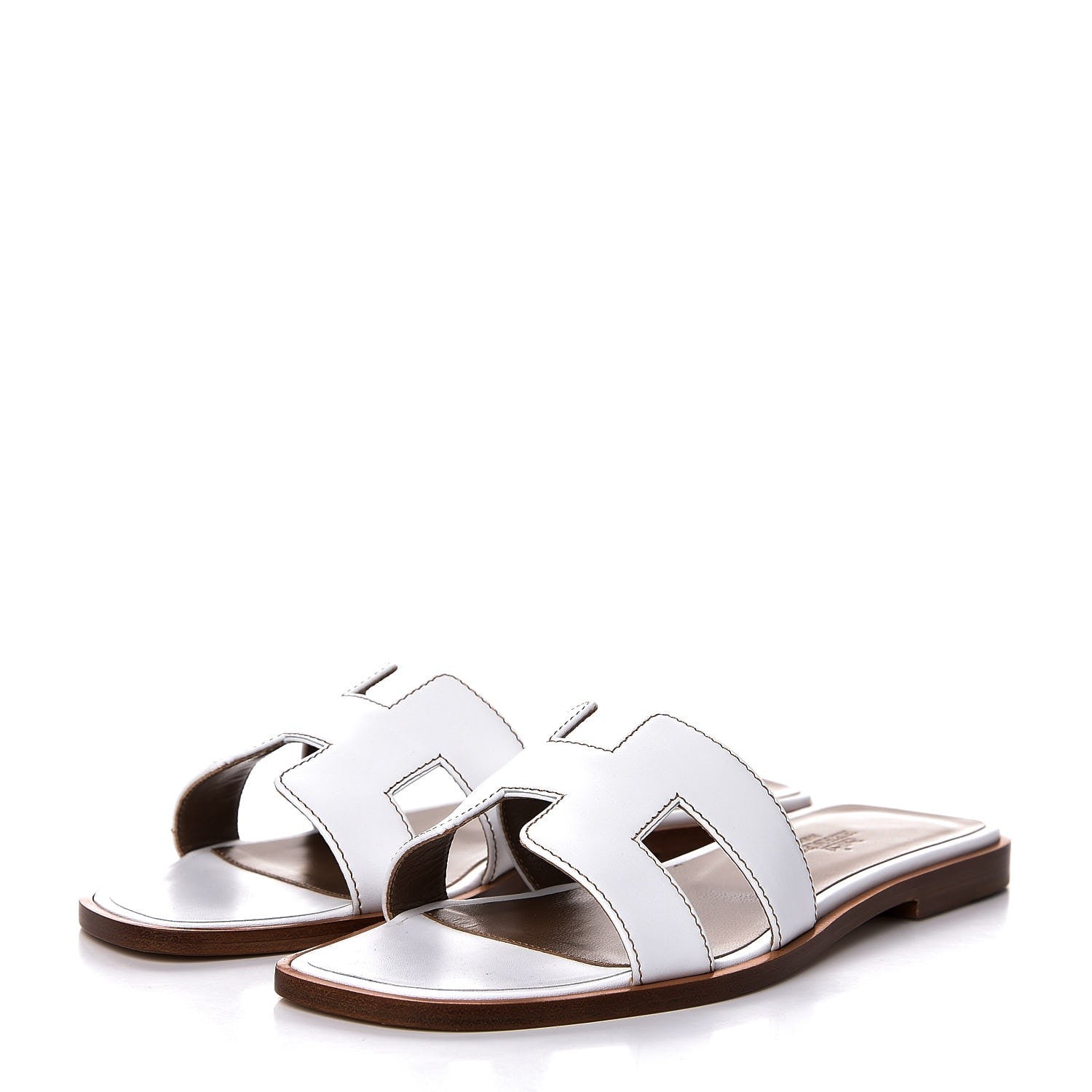 Hermes Box Calfskin Oran Sandals 36.5 White 3 of 9