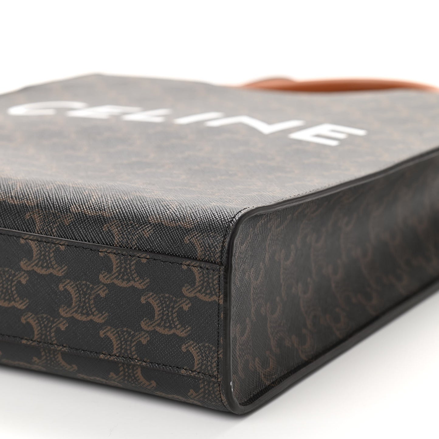 Triomphe Canvas Calfskin Small Vertical Cabas Tan