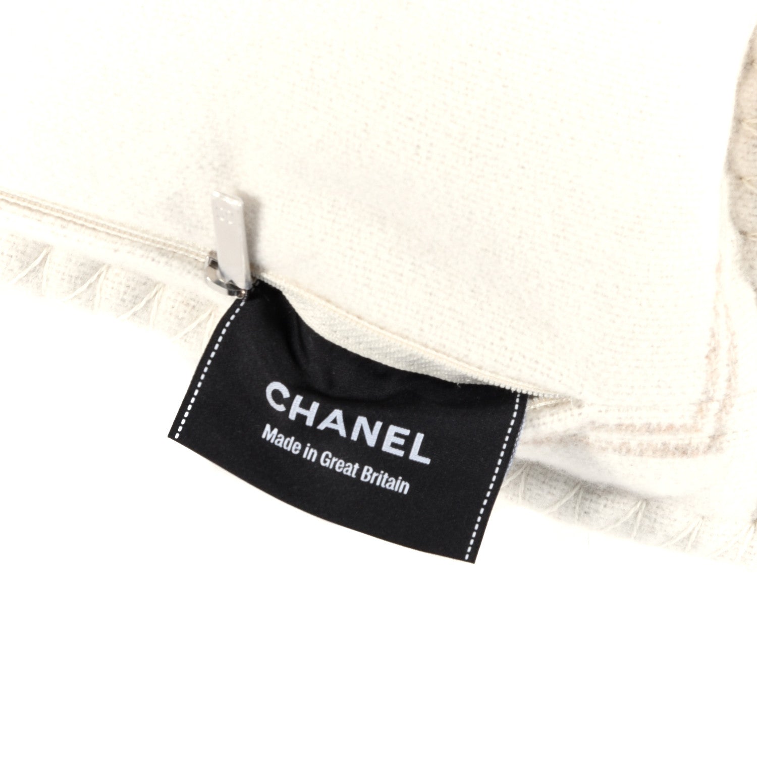 Chanel Merino Wool Cashmere CC Pillow Beige Off White 3 of 3