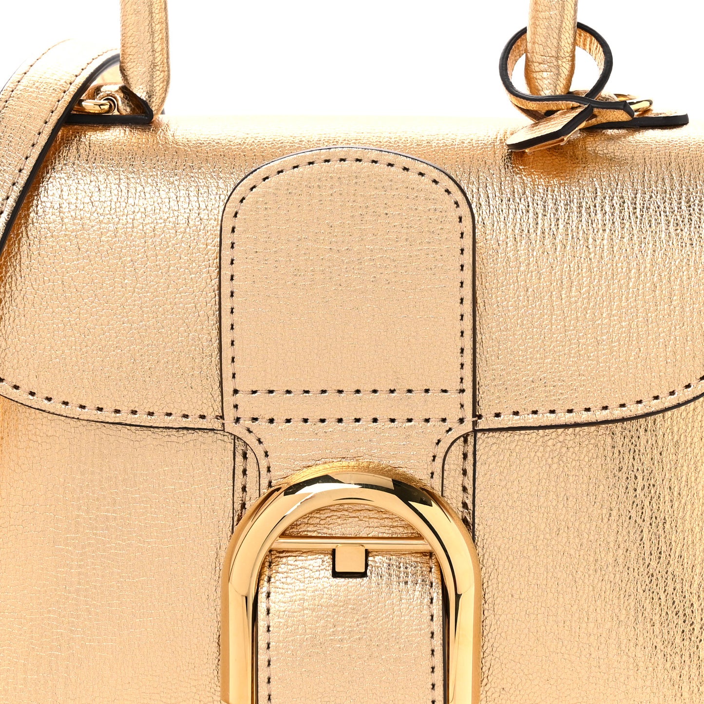 Metallic Goatskin Mini Brillant Satchel  Gold