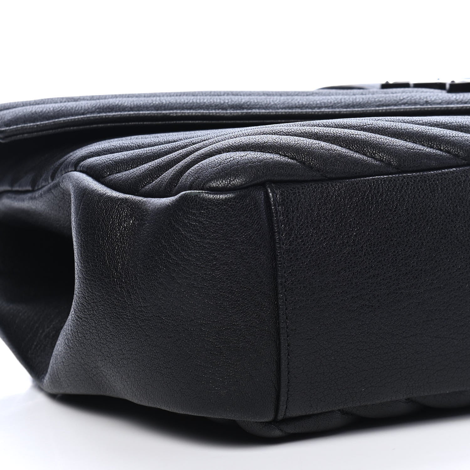 Saint Laurent Sheepskin Matelasse Chevron Monogram Monochrome Large College Satchel Black 8 of 9