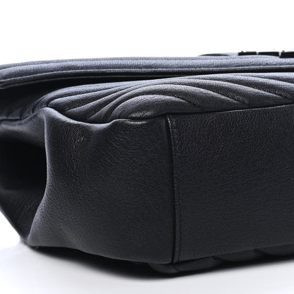 Saint Laurent Sheepskin Matelasse Chevron Monogram Monochrome Large College Satchel Black 8 of 9