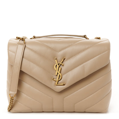 Saint Laurent Calfskin Y Quilted Monogram Small Loulou Chain Satchel Dark Beige 1 of 11