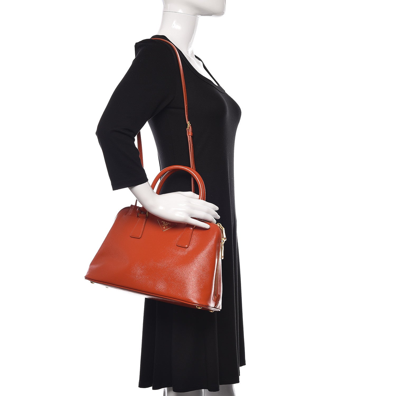 Prada Saffiano Vernice Medium Promenade Tote Arancio 2 of 10