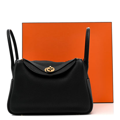 Hermes Taurillon Clemence Lindy 26 Black 11 of 11