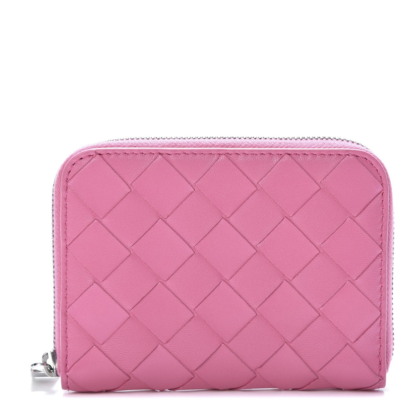 Nappa Intrecciato Zip Around Coin Purse Pink