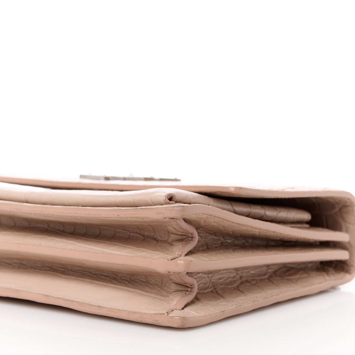 Saint Laurent Calfskin Crocodile Embossed Medium Monogram Sunset Marble Pink 10 of 11