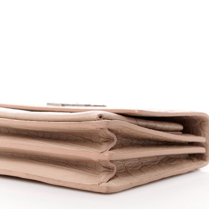 Saint Laurent Calfskin Crocodile Embossed Medium Monogram Sunset Marble Pink 10 of 11