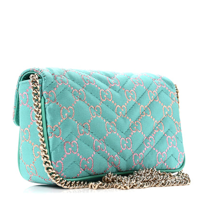 Gucci Canvas Lame GG Monogram Super Mini GG Marmont Shoulder Bag Turquoise Multicolor 3 of 10