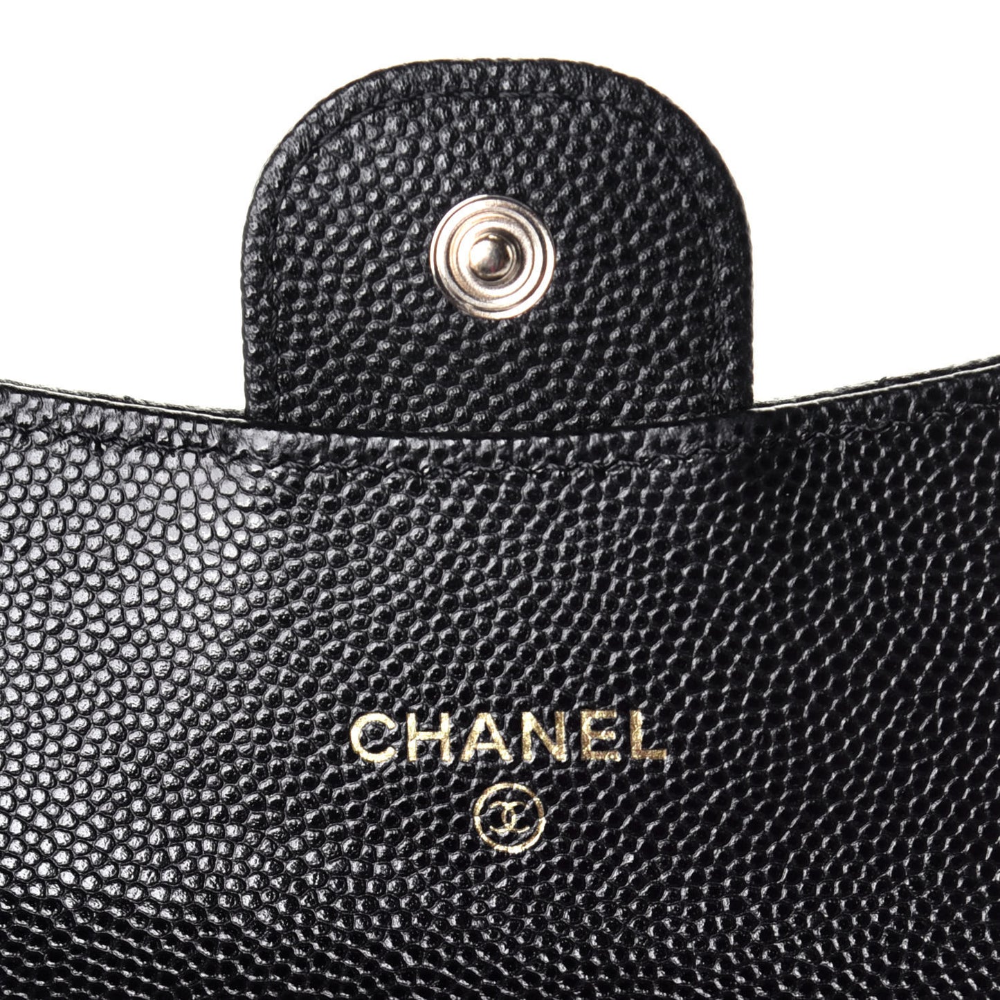 Caviar Quilted Flap Card Holder On Chain Black