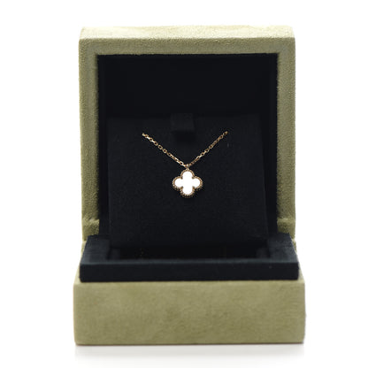 Van Cleef & Arpels 18K Yellow Gold Mother of Pearl Sweet Alhambra Pendant Necklace 7 of 8